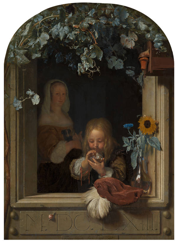 Frans van Mieris de Oude  Bellenblazende jongen A Boy Blowing Bubbles