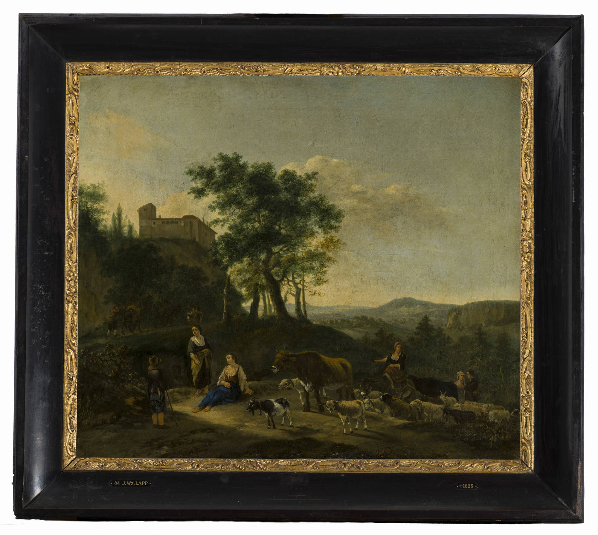 Jan Willemsz Lapp Italianiserend landschap met herders