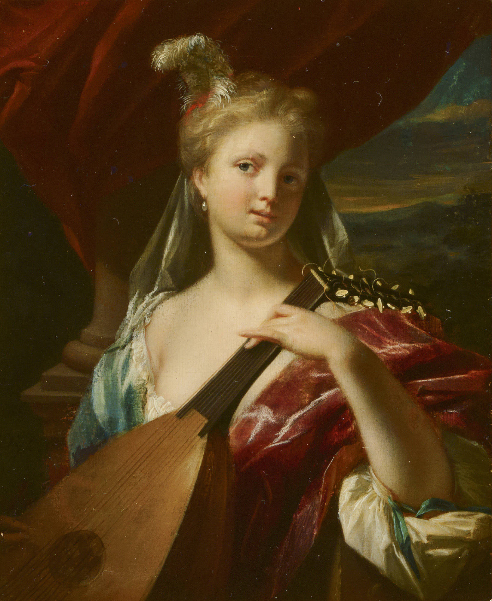 Philip van Dijk Luitspeelster Woman Playing the Lute